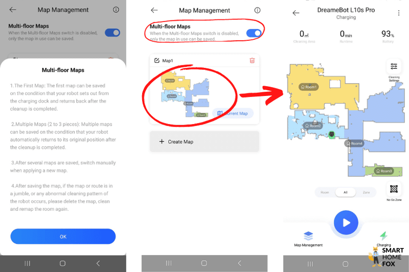 Die Wohnungskarte des Dreame l10s Pro ist in der Handy-App zu sehen.